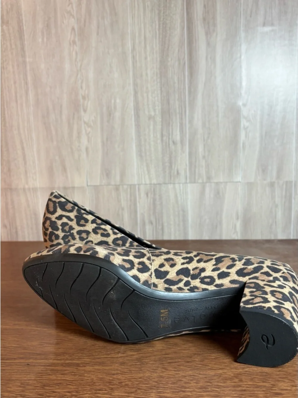Easy Spirit Evolve Leopard Print Block Heel Pumps - Tan/Black Size 7.5